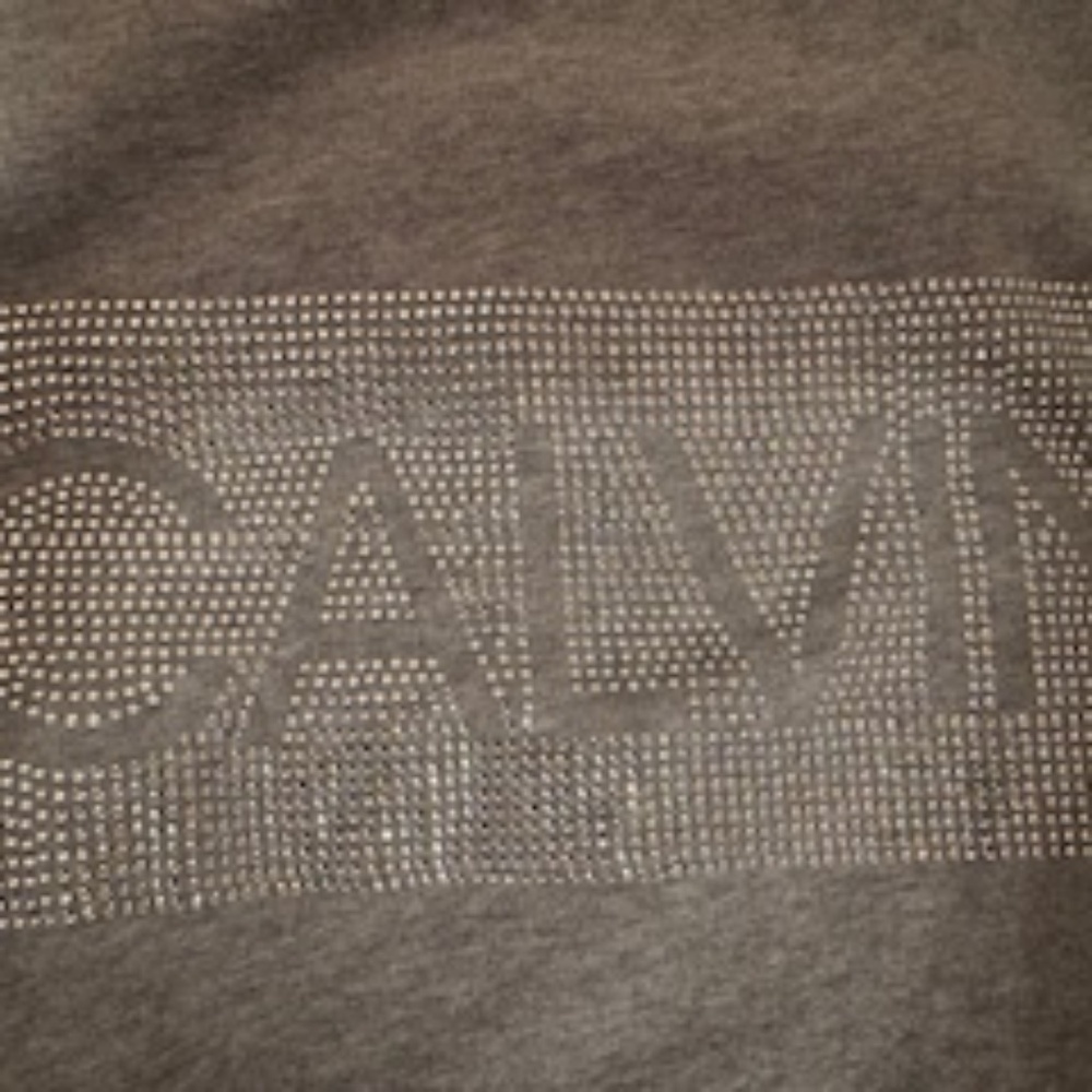 Calvin Klein, gray shirt with embellished Calvin on front, size xs , fits s/m